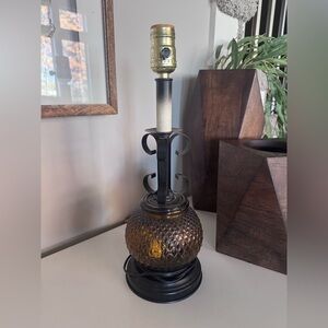 Vintage 1960’s Amber Glass Accent Lamp (15”) retro